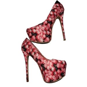 𝅺shoe Republic LA Cherry Print Platform Stilettos